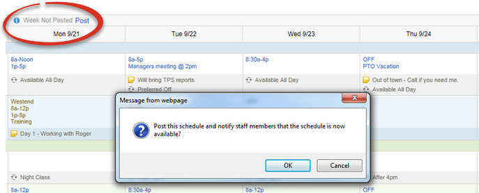 Post Work Schedules Automatically